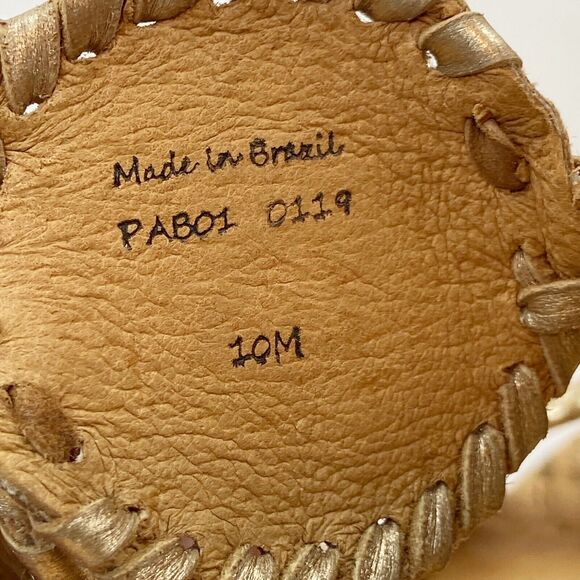 Jack Rogers Wedge Heels Women's 10 Tan Cork Sandals Gold Metallic Open Toe Slide - Picture 7 of 7